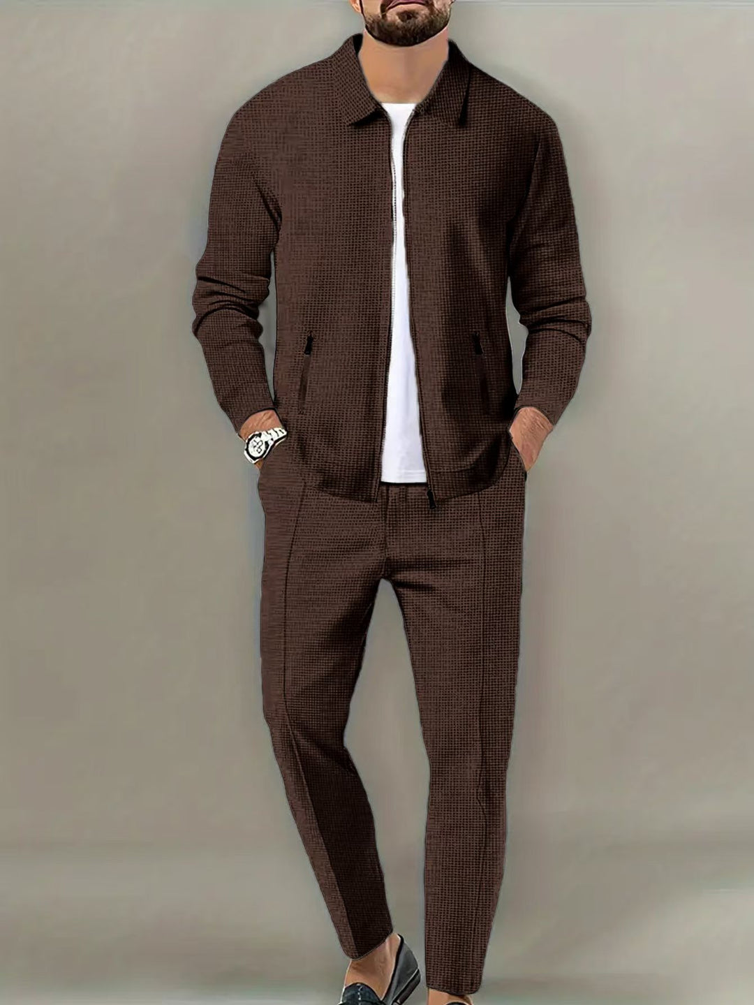 Herren Freizeitanzug mit Modernem Strukturdesign und praktischen Taschen EB