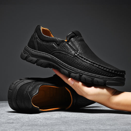 Herren Komfortable Slip-On Lederschuhe mit rutschfester Sohle EB