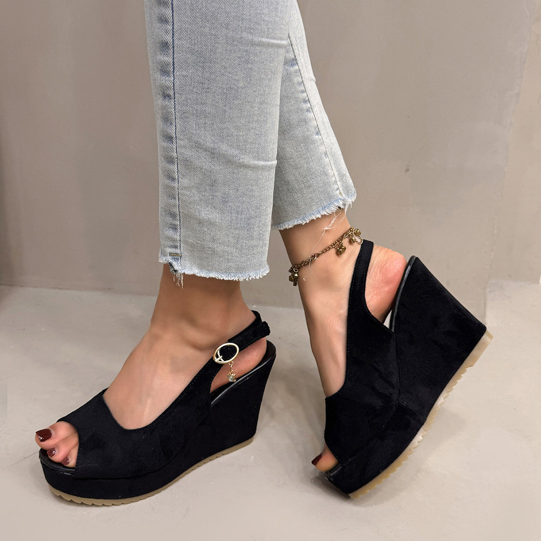 Damen Wedge-Pantoletten mit dekorativem Riemendesign und komfortabler Sohle EB