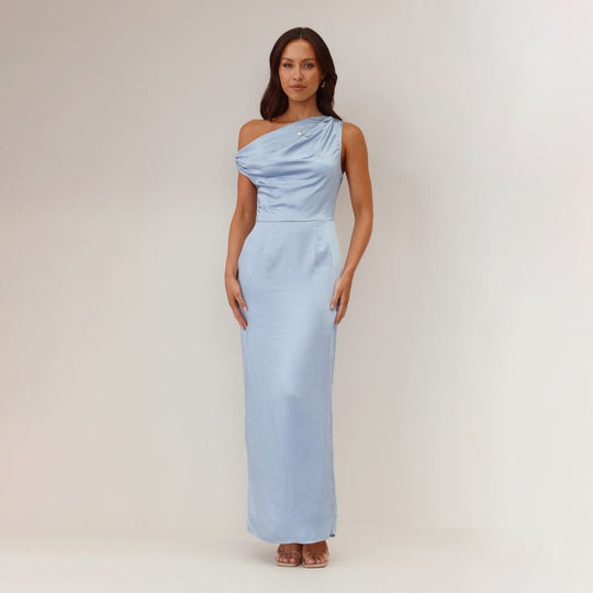 Damen Elegantes Maxikleid mit asymmetrischem Oberteil und figurbetontem Schnitt EB