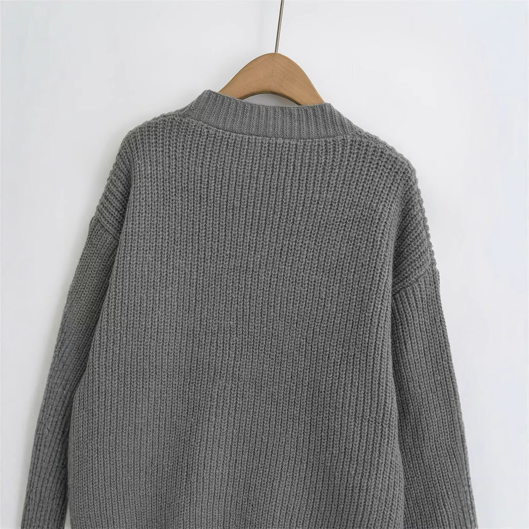 Damen Strickjacke mit großzügigen Taschen und Knopfdetails EB