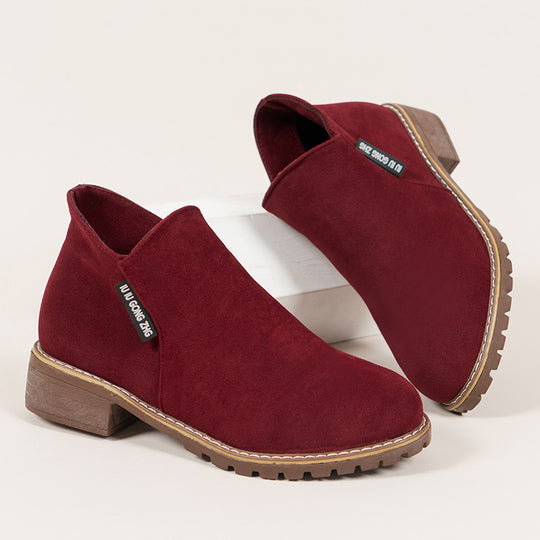 Damen nan elegante Chelsea-Ankleboot aus Veloursoptik mit seitlichem Reißverschluss und profilstarker Laufsohle EB