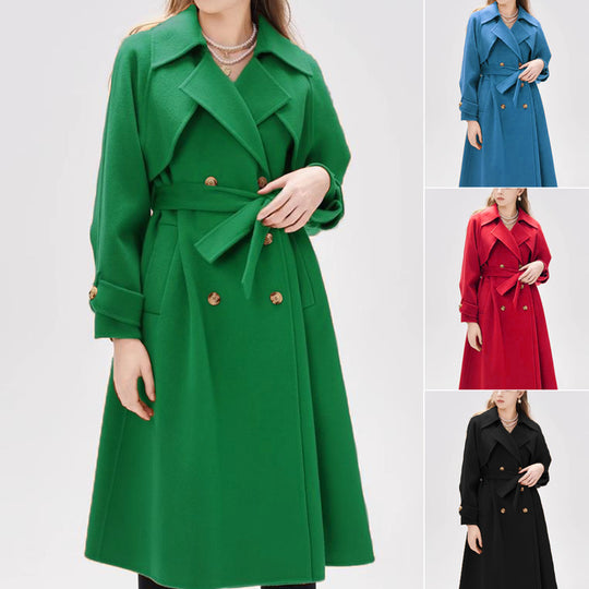Damen eleganter Trenchmantel mit doppelter Knopfleiste und tailliertem Schnitt EB