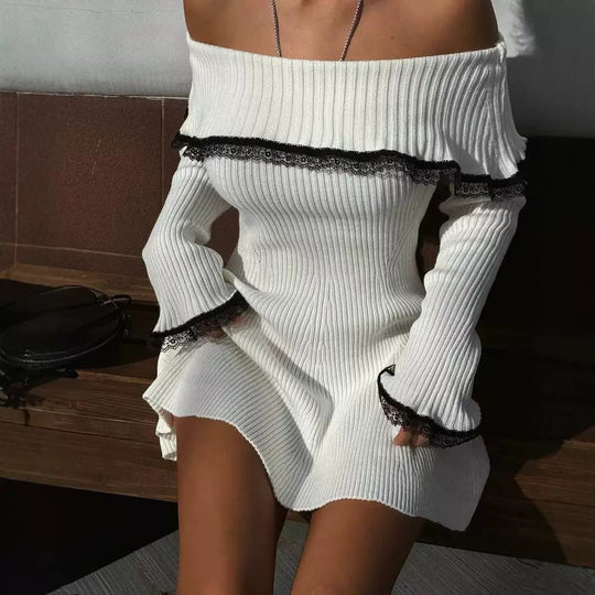 Damen Kleid mit abnehmbarem Spitzenkragen EB
