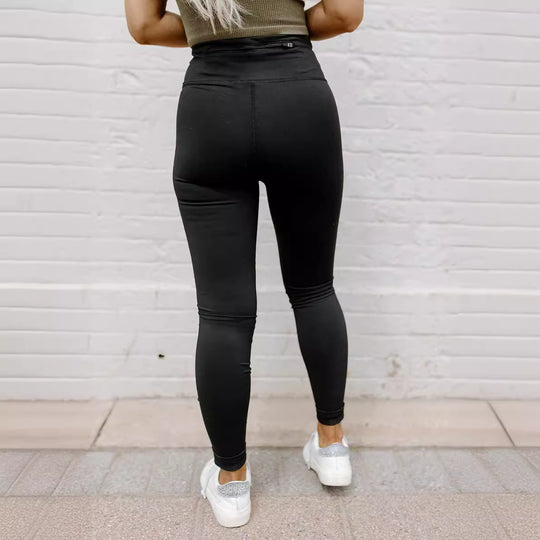 Damen Stepp-Leggings mit Riss-Detail EB