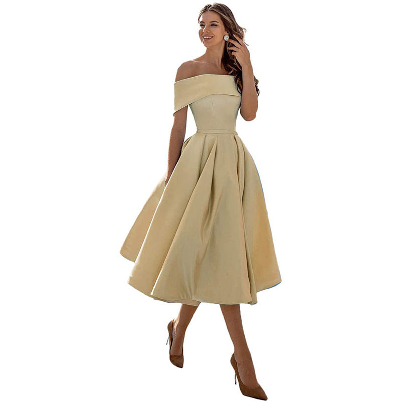 EB | Legere Mode Satin Cocktailkleid Ohne Träger