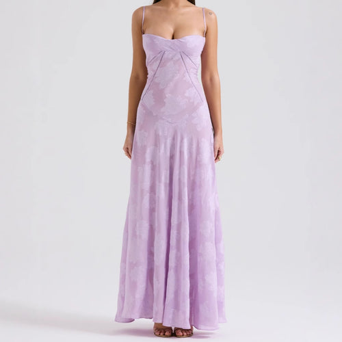 Damen Maxikleid mit dekorativem Spitzen-Oberteil und fließendem Rock EB