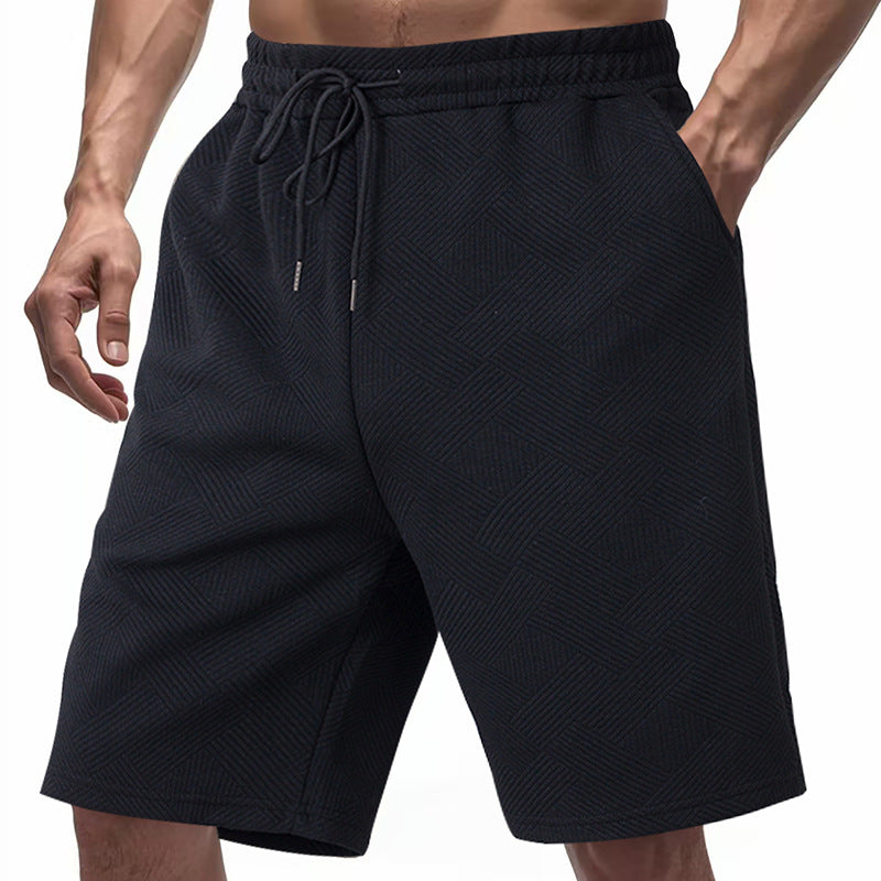 Herren nan knielange Textur-Badeshort mit elastischem Kordelbund und seitlichen Eingrifftaschen EB