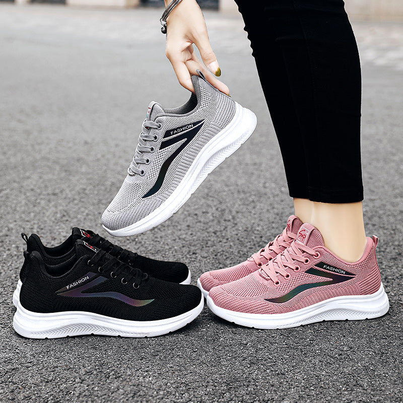 Damen nan ultraleichter Strick-Fitness-Sneaker mit nahtlosem Atmungsnetz, stoßdämpfender EVA-Wabenlaufsohle und verstärkter Zehenkappe EB