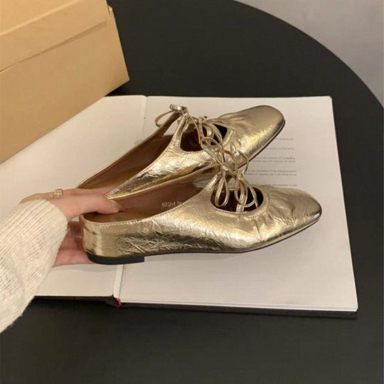 Damen Stylische Riemchen Mules mit dekorativem Schnürdetail EB