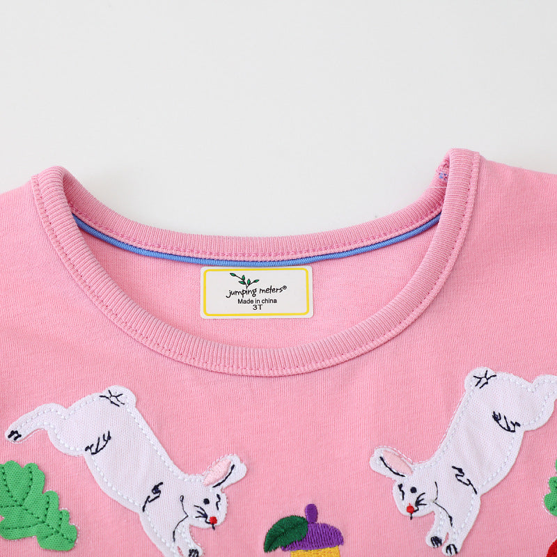 Mädchen Baumwollkleid mit bunten Tierapplikationen EB
