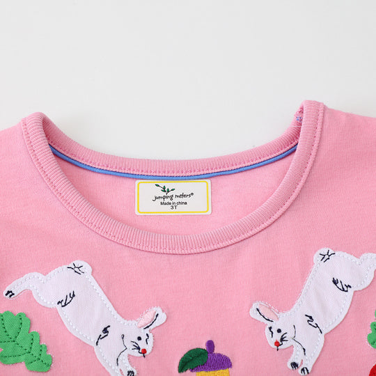 Mädchen Baumwollkleid mit bunten Tierapplikationen EB
