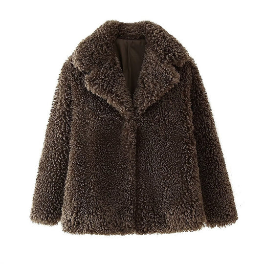 Damen Teddyfelljacke mit stylischem Kragen EB
