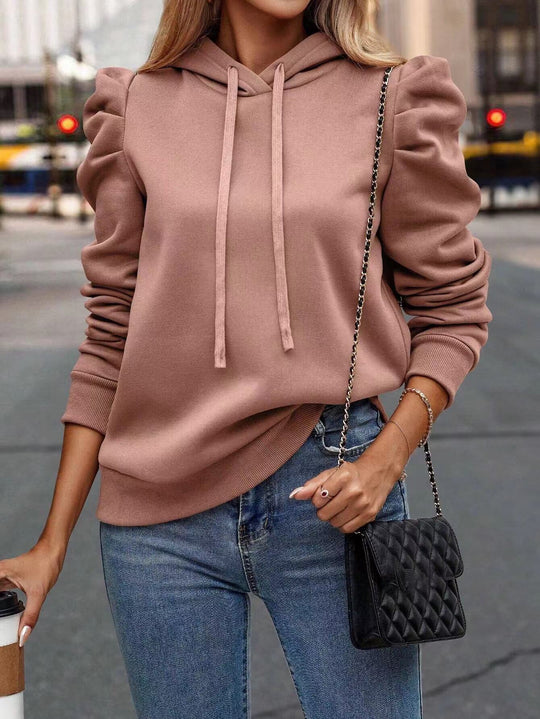 Damen modischer Kapuzenpullover mit voluminösen Ärmeln und lässigem Schnitt EB