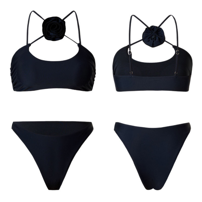 Damen Bikini-Set mit floralem Detail und hohem Beinausschnitt EB