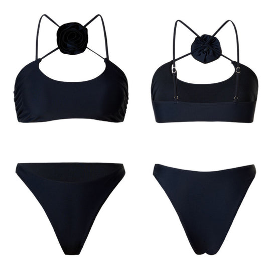 Damen Bikini-Set mit floralem Detail und hohem Beinausschnitt EB