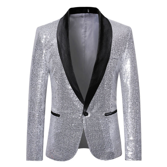 Herren eleganter Pailletten Blazer im modernen Schnitt EB