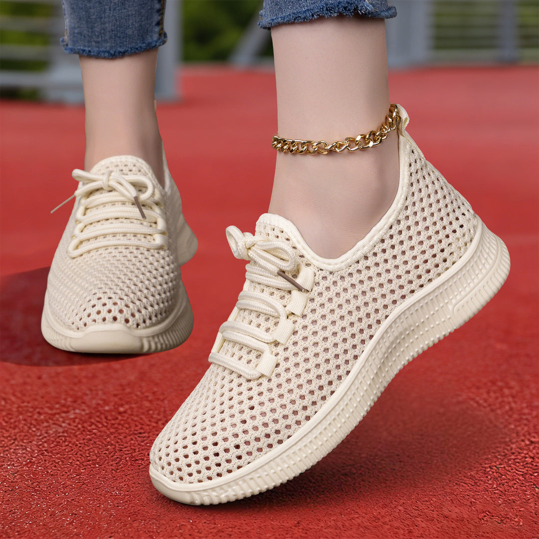 Damen nan atmungsaktiver Mesh-Slip-On Sneaker mit elastischer Schnürung und flexibler Profilsohle EB