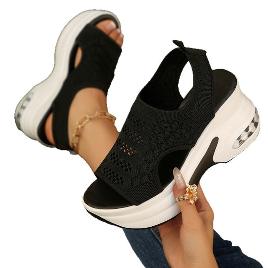 Damen Sportliche Sandalen mit atmungsaktivem Obermaterial und trendiger Plateausohle EB