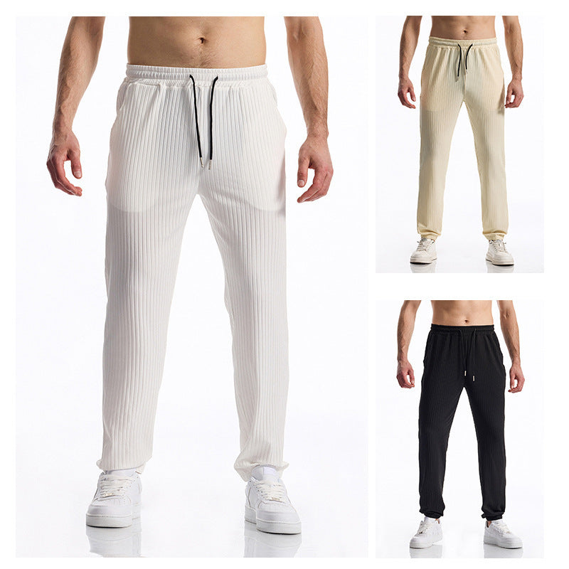 Herren bequeme Activewear-Hose mit elastischem Bund und gestreiftem Design EB