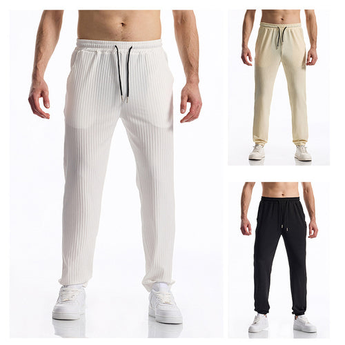 Herren bequeme Activewear-Hose mit elastischem Bund und gestreiftem Design EB