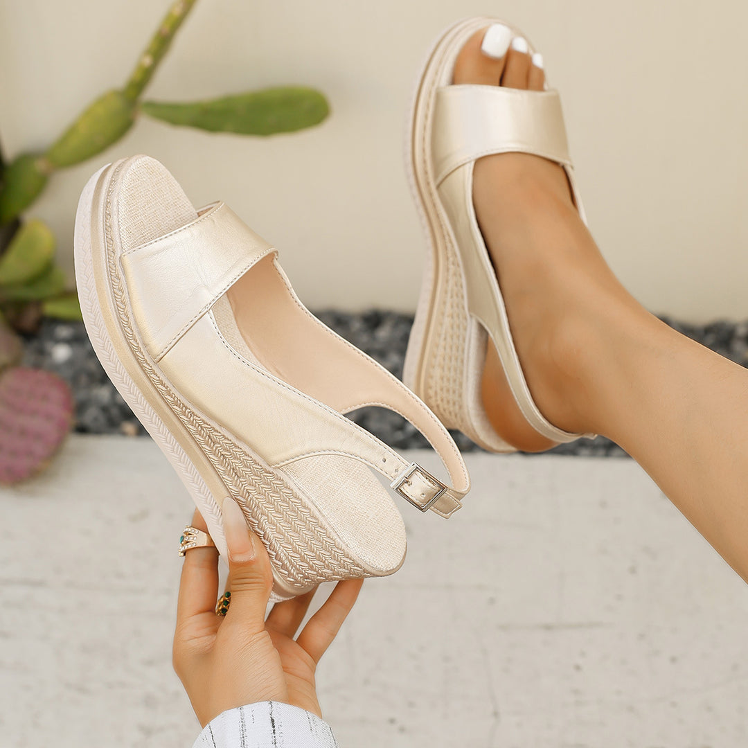 Damen Wedge-Sandalen mit elastischem Riemendesign und komfortablem Fußbett EB