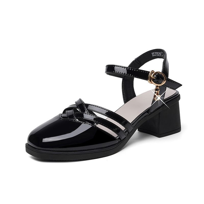 Damen Elegante Sling-Sandalen mit modischem Riemendesign und komfortablem Blockabsatz EB