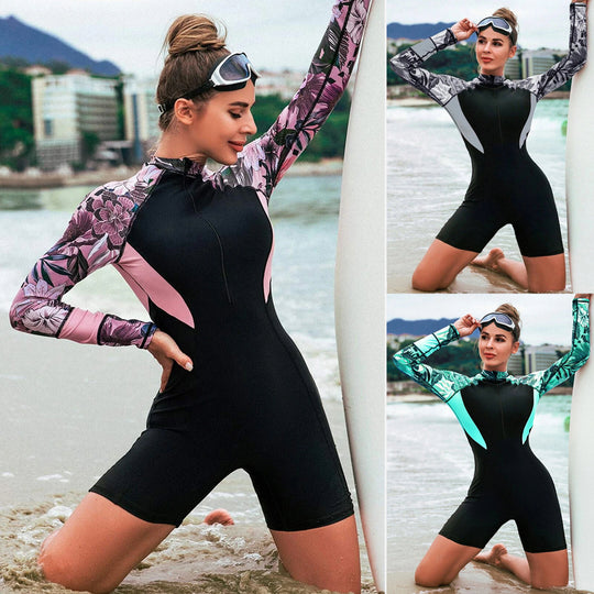 Damen Surfanzug mit langem Arm und floralem Design EB