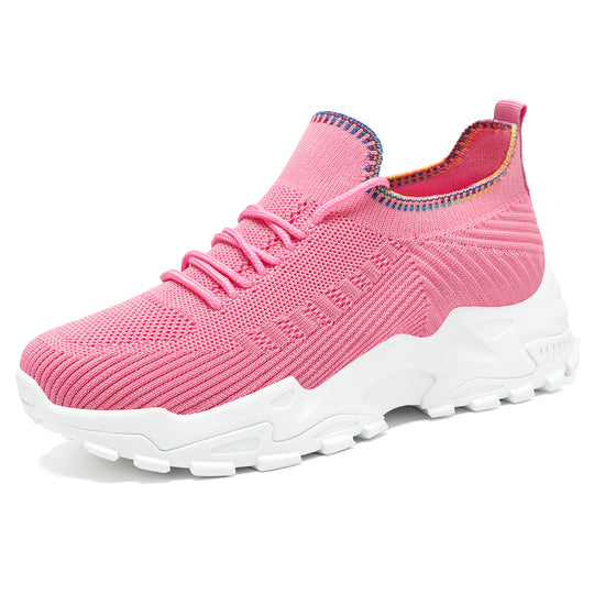 Damen Bequeme Lauf-Sneaker mit elastischem Strickdesign und rutschfester Sohle EB