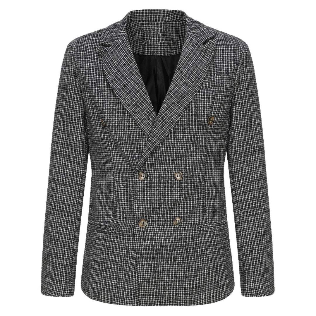 Herren nan zweireihiger strukturierter Wollmix-Blazer mit Peak-Revers und tailliertem Schnitt EB