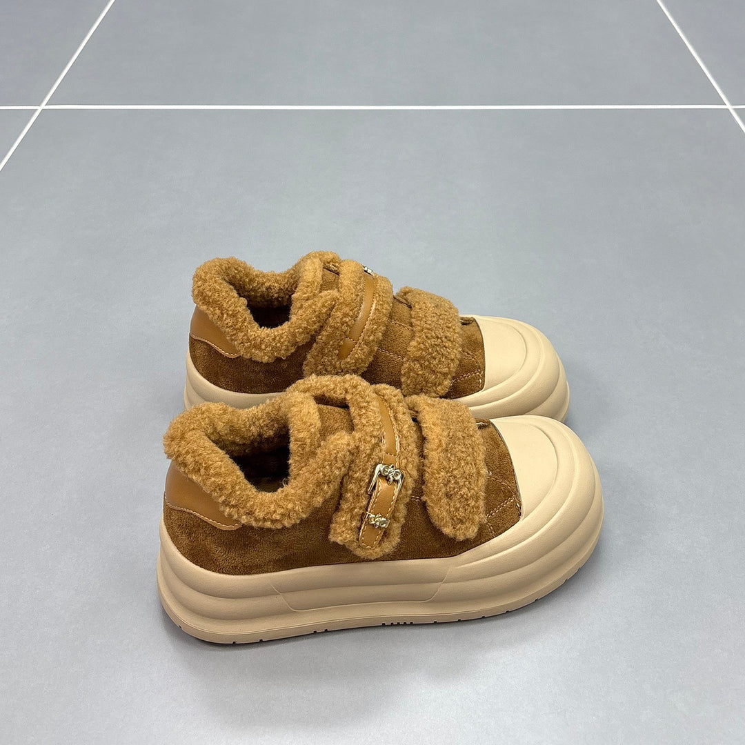Damen Komfortable Sneaker mit kuscheligem Fleece-Futter und praktischen Klettverschlüssen EB