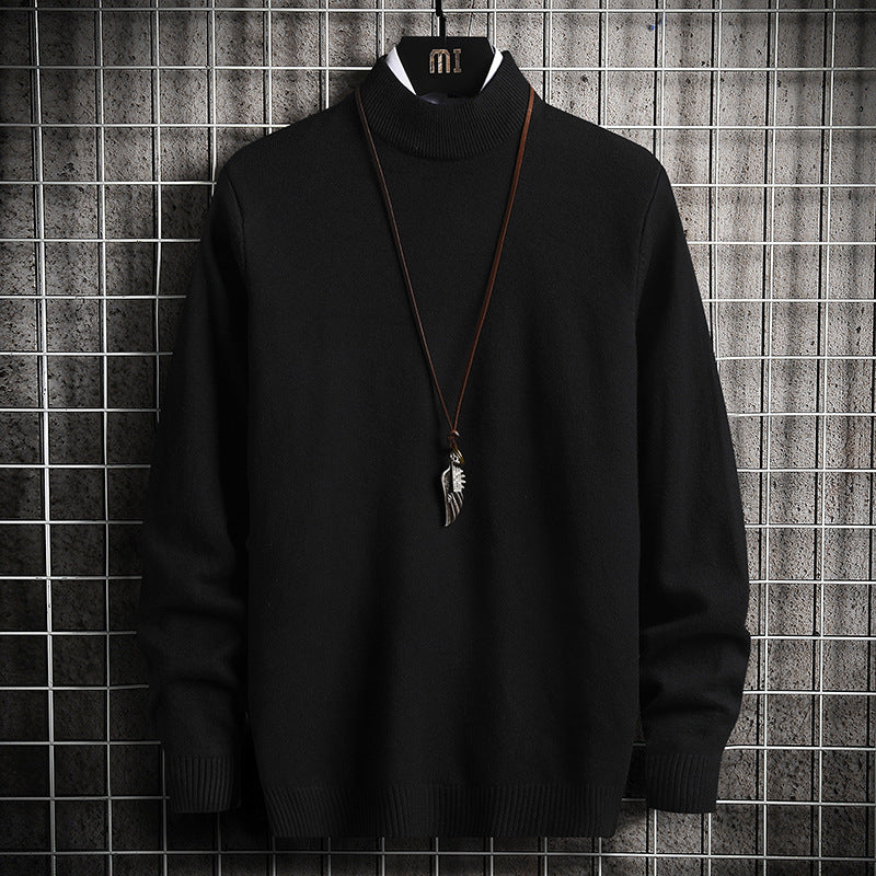 Herren nan Premium Stehkragenpullover aus feinem Baumwoll-Mix mit gerippten Bündchen und schmaler Silhouette EB