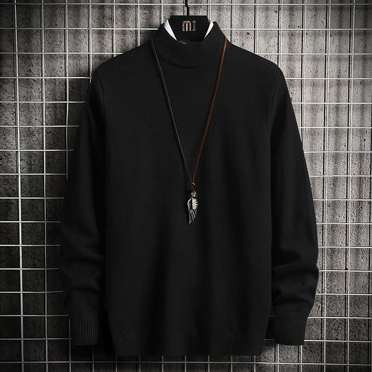 Herren nan Premium Stehkragenpullover aus feinem Baumwoll-Mix mit gerippten Bündchen und schmaler Silhouette EB