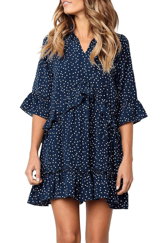 Damen luftiges Jumpsuit mit Rüschendetails und V-Ausschnitt EB