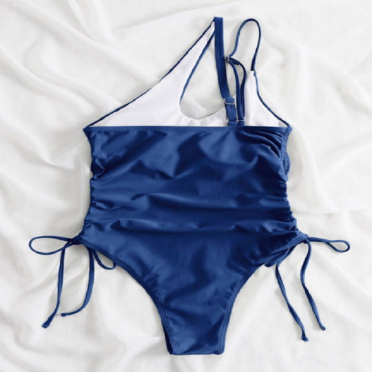 Damen Einteiler Badeanzug mit asymmetrischem Schnitt und Rüschendetails EB