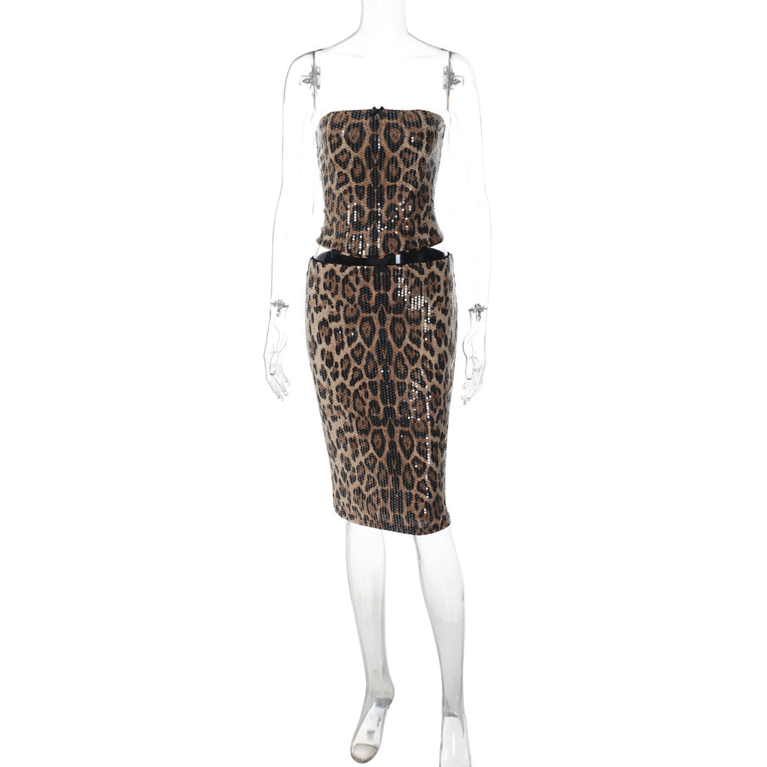 Damen Abendkleid mit trendigem Tiermotiv und Funkeleffekten EB