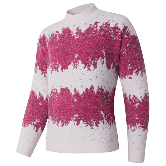 Damen kreativer Strickpullover mit hohem Kragen und einzigartigem Muster EB