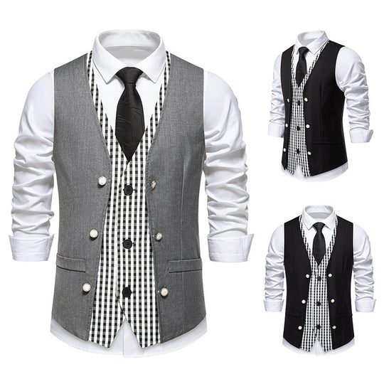 Herren elegante Weste mit kariertem Innenfutter EB