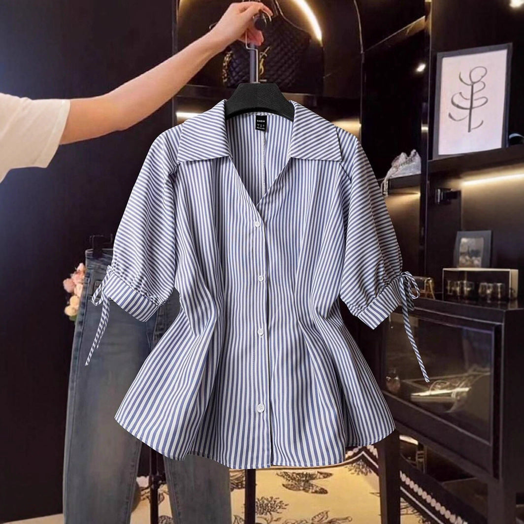 Damenbluse mit eleganten Rüschendetails und modischem Streifenmuster EB