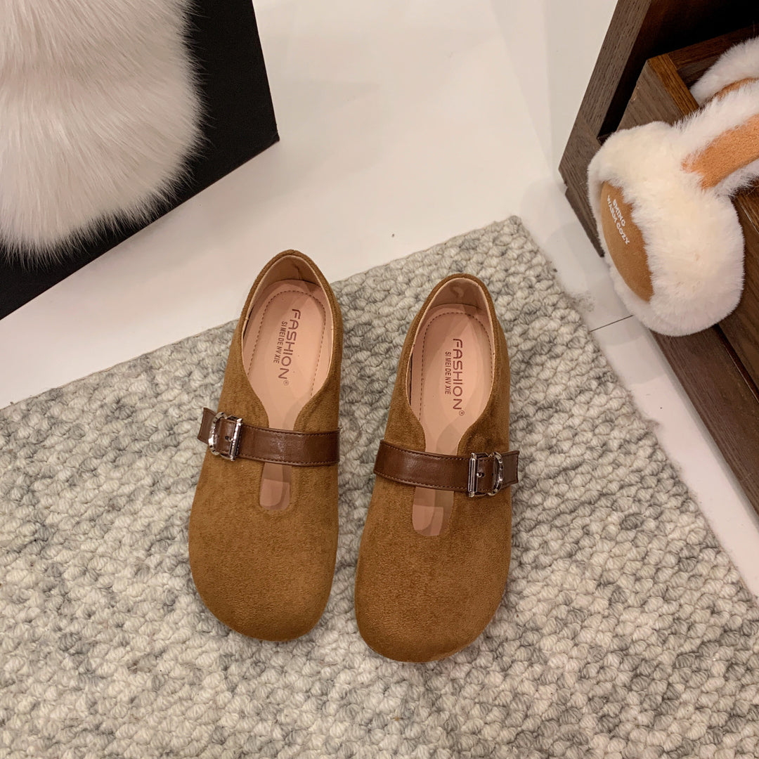 Damen elegante Mokassins mit modischer Schnallenverzierung EB