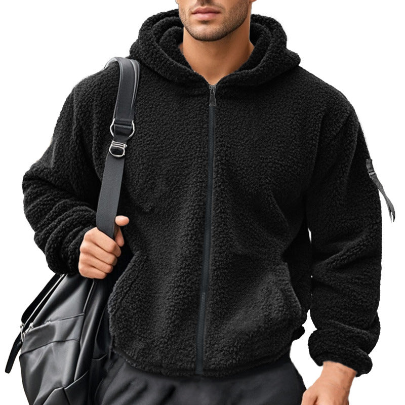 Herren Fleece-Hoodie mit kängurutasche und robustem Reißverschluss EB