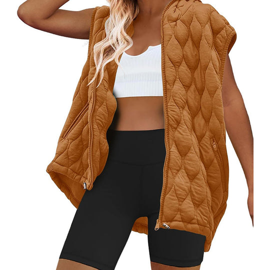 Damen Weste mit Kapuze und gestepptem Design EB