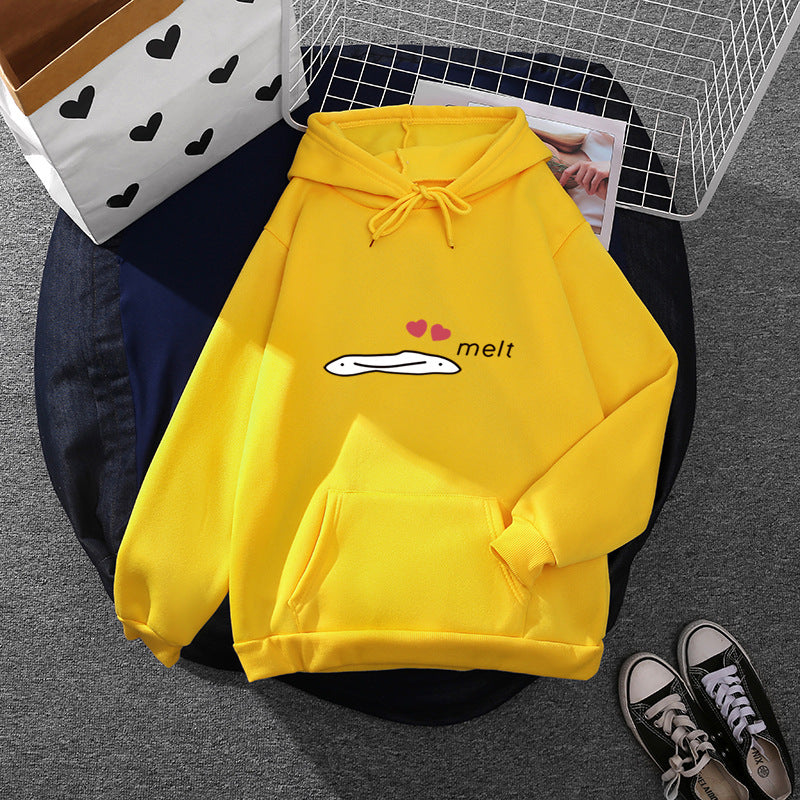 Damen nan Kapuzenpullover mit minimalistischer Grafik, lockerer Oversize-Passform und Kängurutasche EB