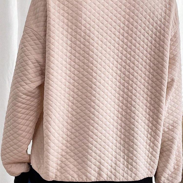 Damen oversized Stepp-Pullover mit klassischem Kragen und praktischen Knopfdetails EB