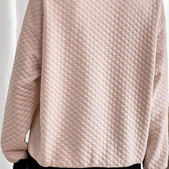 Damen oversized Stepp-Pullover mit klassischem Kragen und praktischen Knopfdetails EB