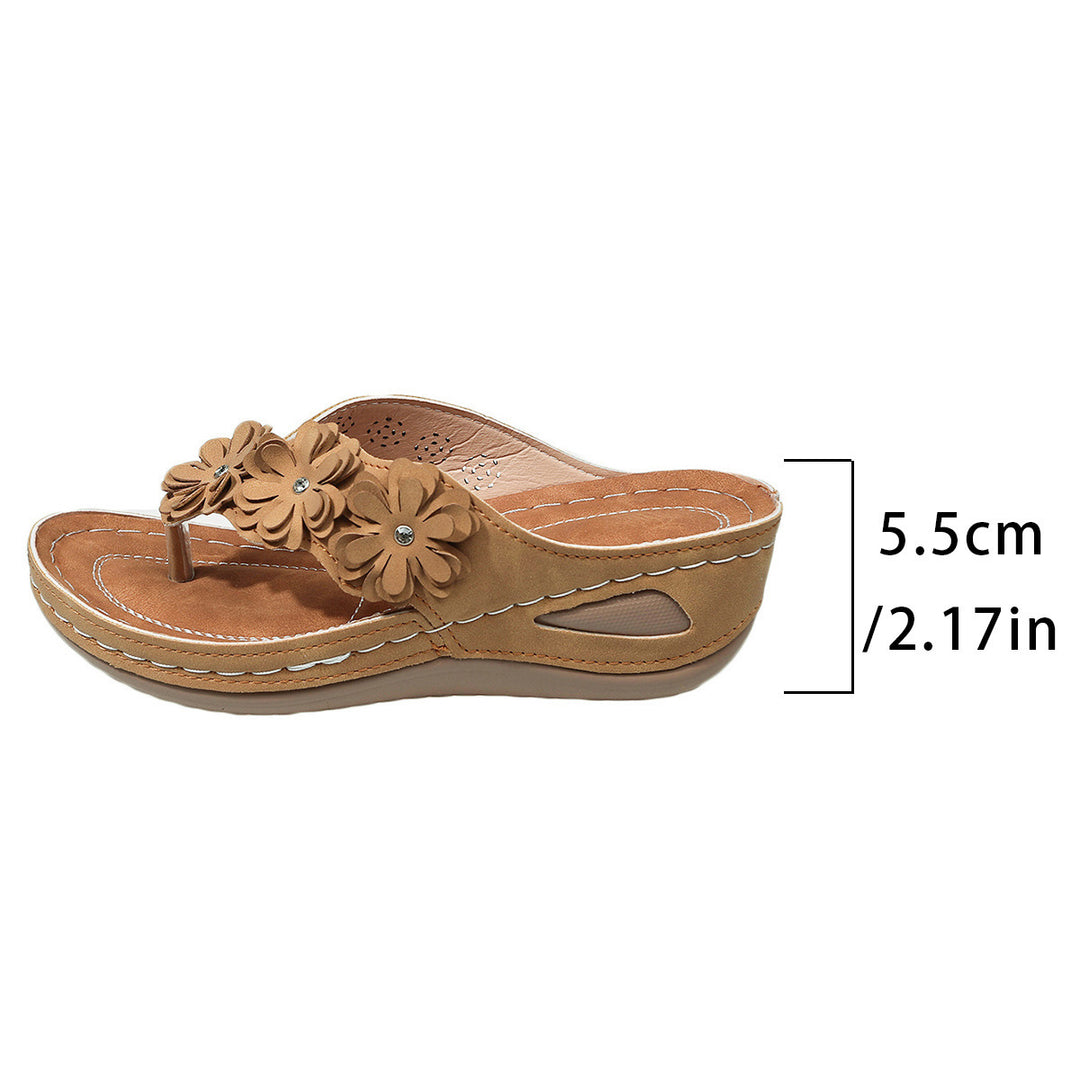 Damen Wedge-Pantoletten mit floralen Details und komfortablem Fußbett EB
