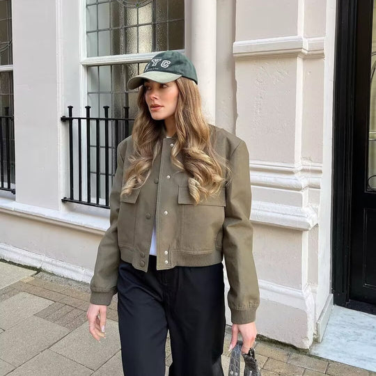 Damen modische Utility-Jacke mit praktischen Taschen und edlem Schnitt EB