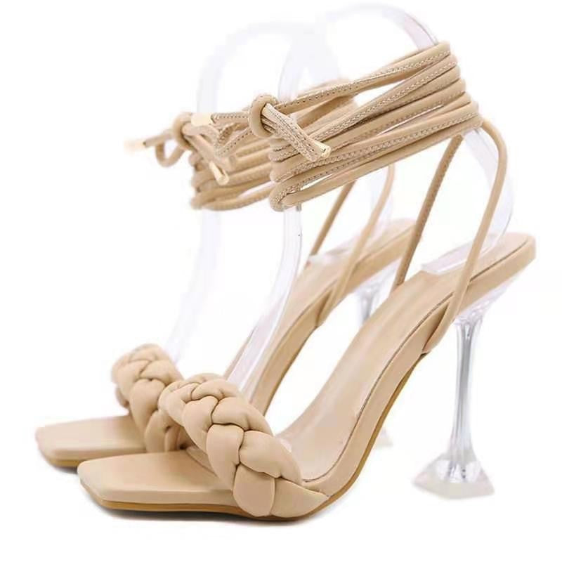 Damen Maßgeschneiderte High Heel Sandalen mit geflochtenem Riemen-Design EB
