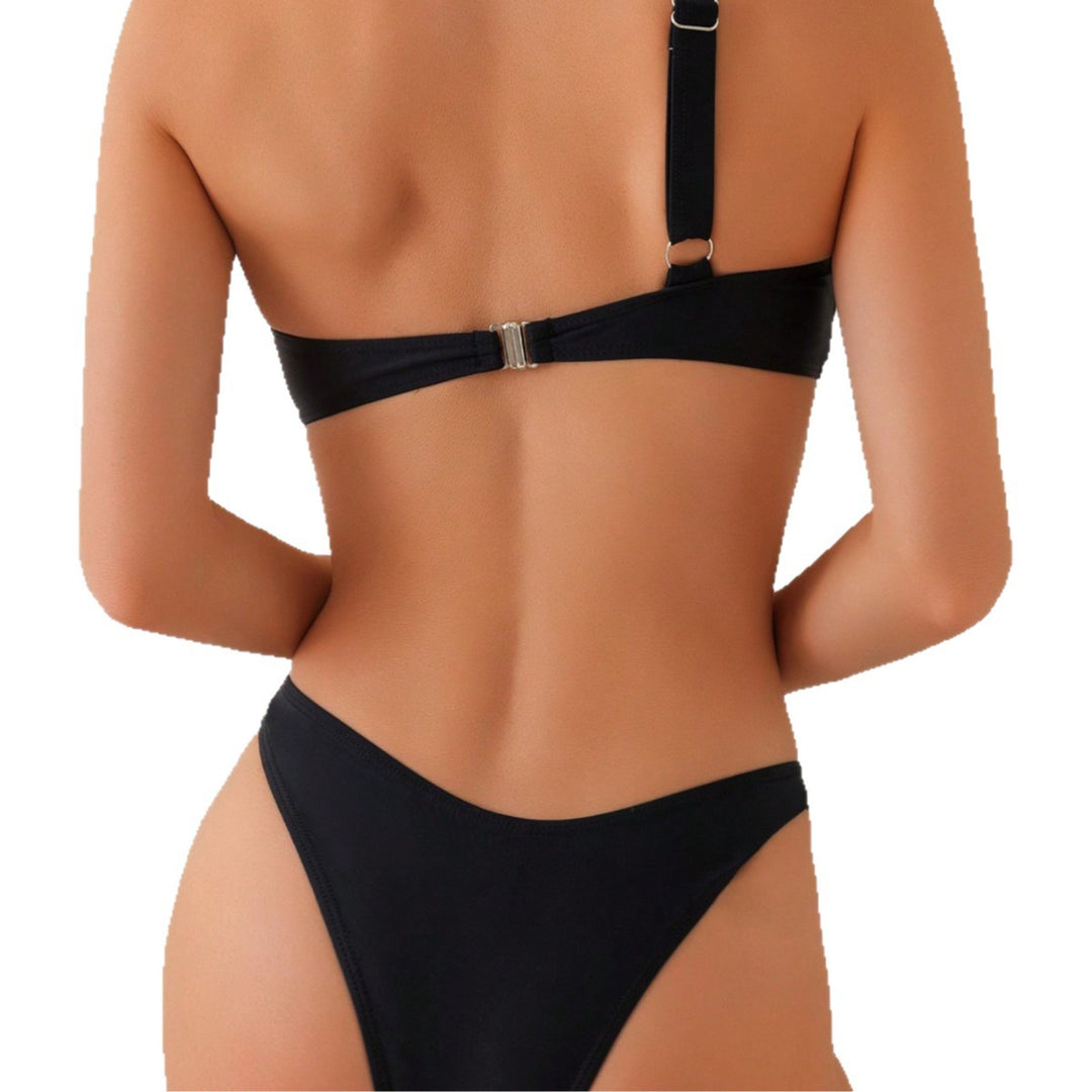 Damen asymmetrisches Bikini-Set mit dekorativem Detail EB
