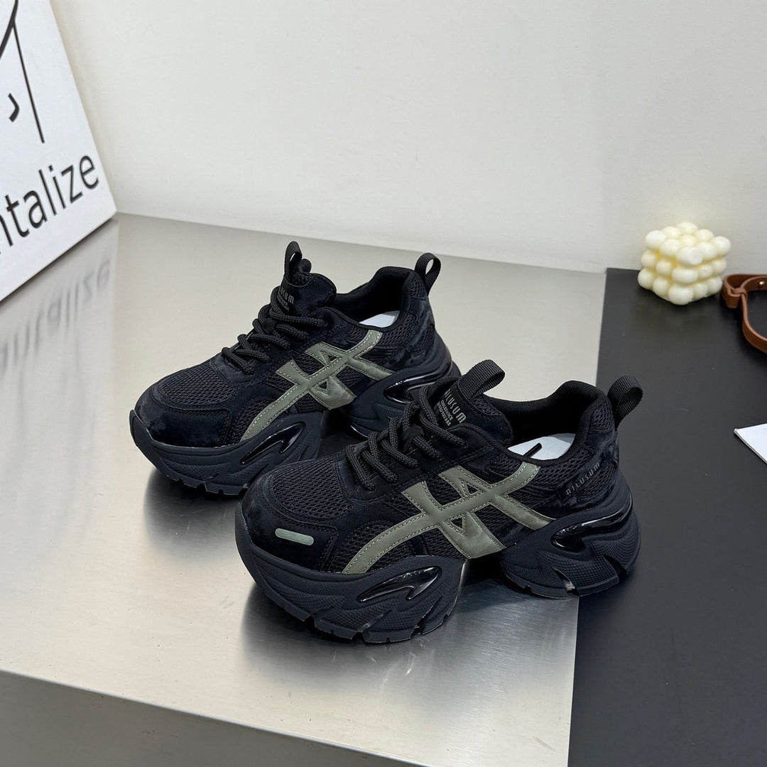 Damen modische Sneakers mit atmungsaktivem Mesh-Obermaterial und robustem Sohlenprofil EB